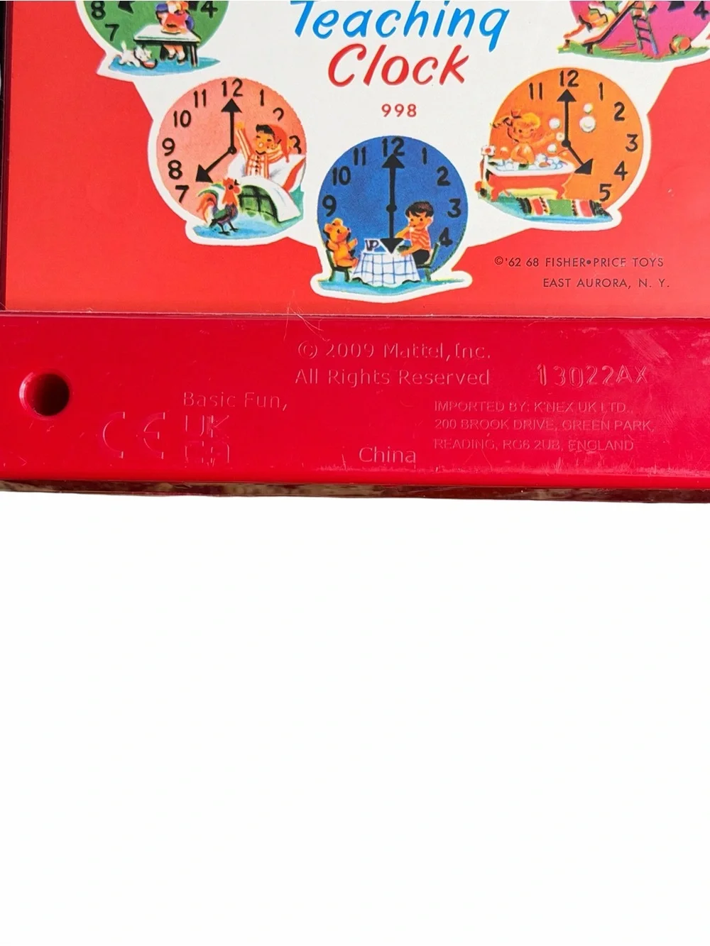 Retro Fisher Price Music Box Teaching Clock #998 Tested Works